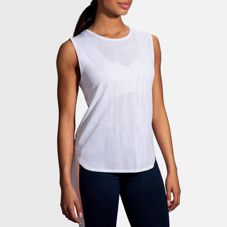 Brooks Spirit Womens Running Tank Top - White - Philippines (538629IGT)